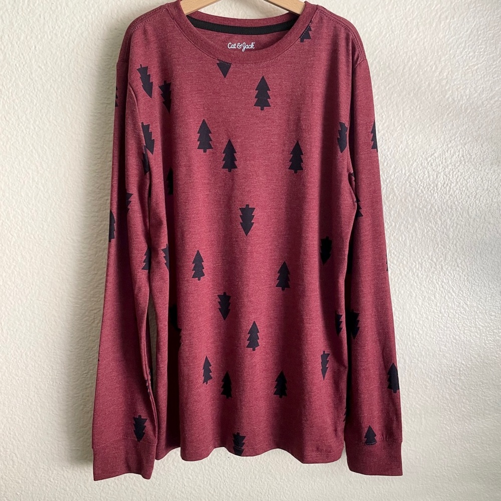 Cat & Jack Pine Tree Long Sleeve Shirt Size L 14/16 Boy
